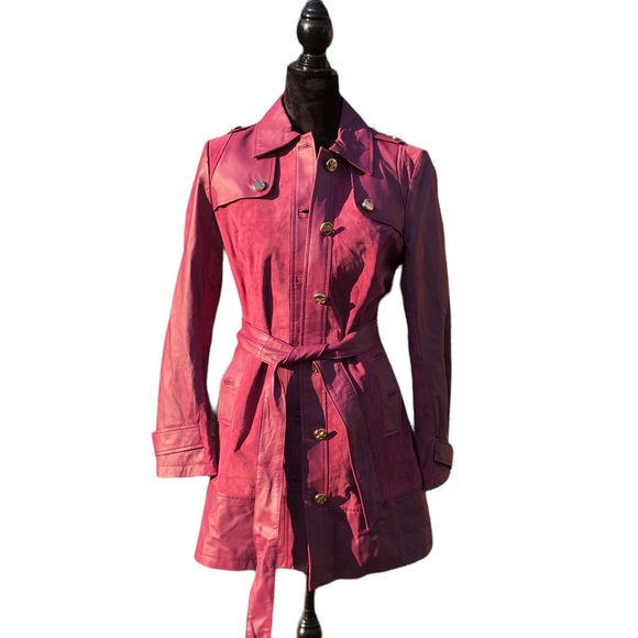 IMAN Jackets & Blazers - Iman Genuine Leather Mauve Coat size Small